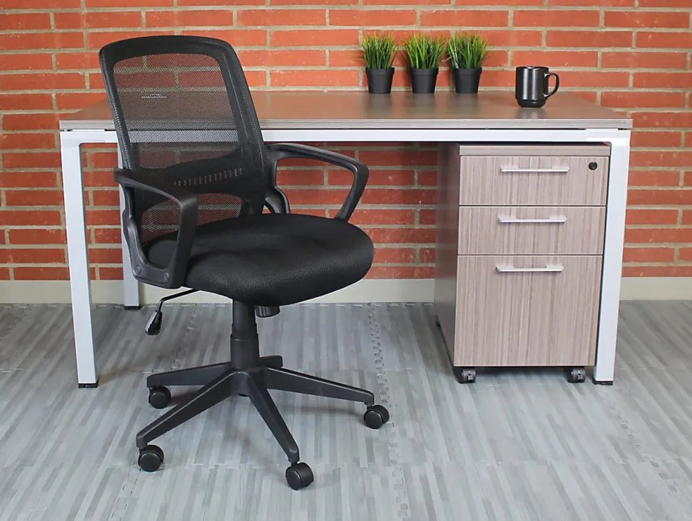 Boss Office Products Mesh Task Chair With Loop Arms, 37"-39", Black