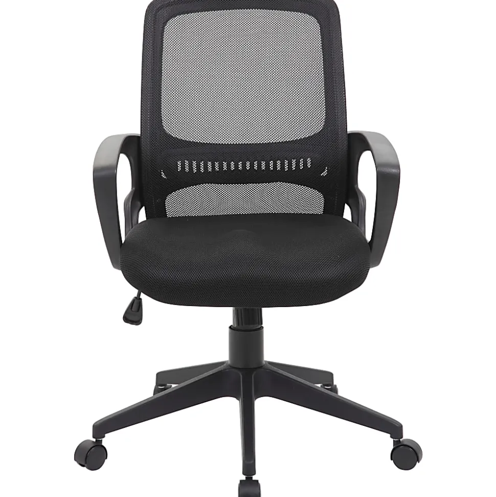 Boss Office Products Mesh Task Chair With Loop Arms, 37"-39", Black