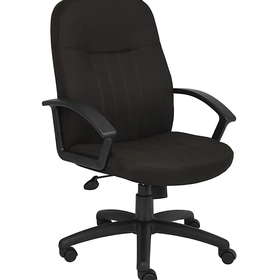 Boss Office Products Mid-Back Fabric Chair, Black