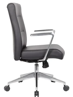 Boss Office Products Modern Ergonomic Vinyl High-Back Conference Executive Office Chair, Black