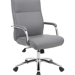 Boss Office Products Modern Executive Conference Ergonomic Chair, Caressoft™ Vinyl, Gray/Chrome