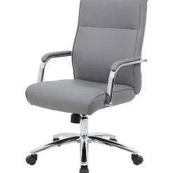 Boss Office Products Modern Executive Conference Ergonomic Chair, Caressoft™ Vinyl, Gray/Chrome