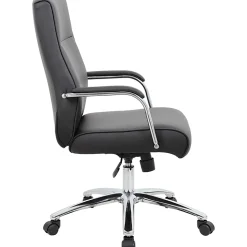 Boss Office Products Modern Executive Conference Ergonomic Chair, Caressoftâ„¢ Vinyl, Black/Chrome