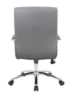 Boss Office Products Modern Vinyl High-Back Conference Executive Office Chair, Ribbed Gray