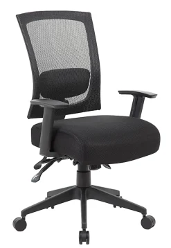 Boss Office Products Multifunction Mesh Mid-Back Task Chair, Mesh/Fabric, Black