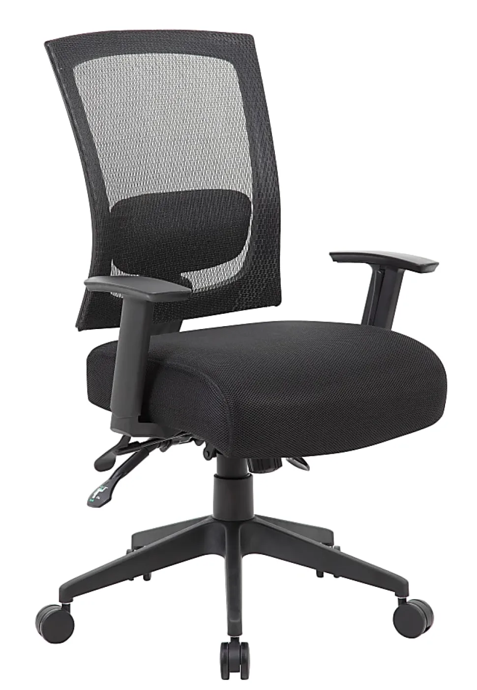 Boss Office Products Multifunction Mesh Mid-Back Task Chair, Mesh/Fabric, Black