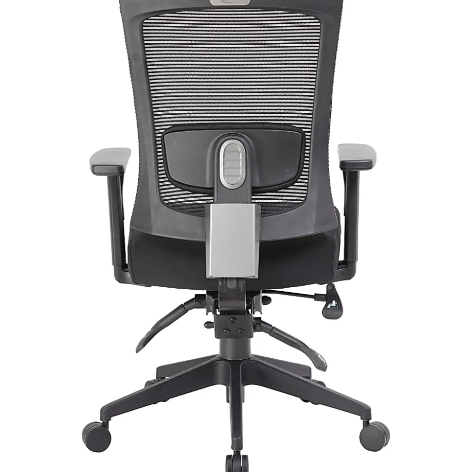 Boss Office Products Multifunction Mesh Mid-Back Task Chair, Mesh/Fabric, Black