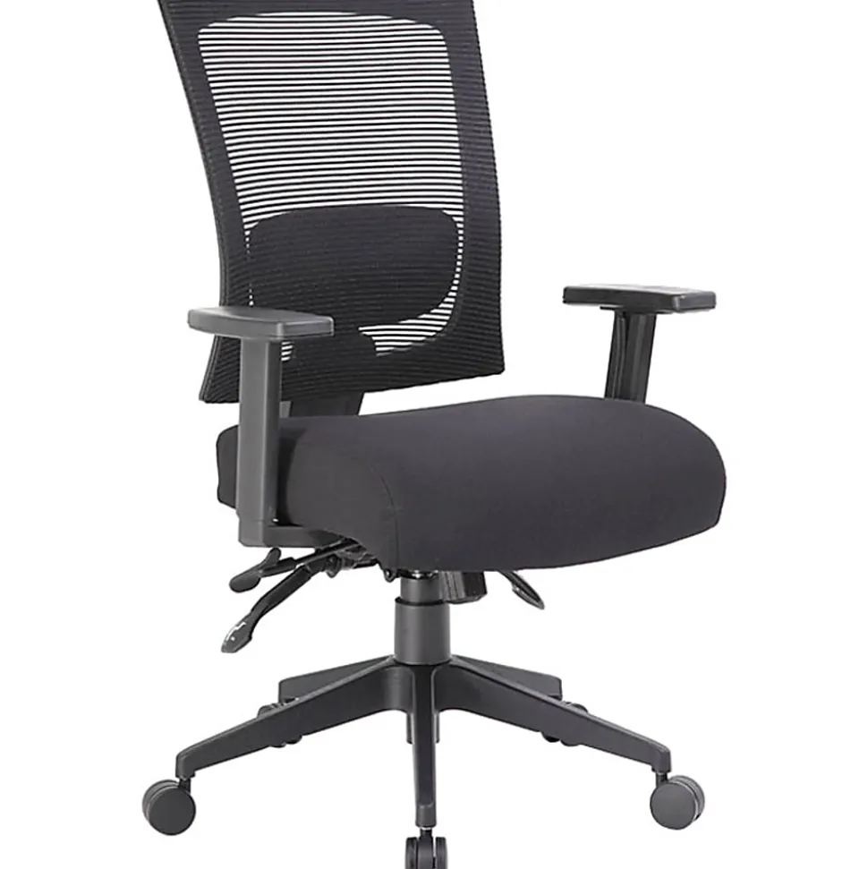 Boss Office Products Multifunction Mesh Mid-Back Task Chair, Mesh/Fabric, Black