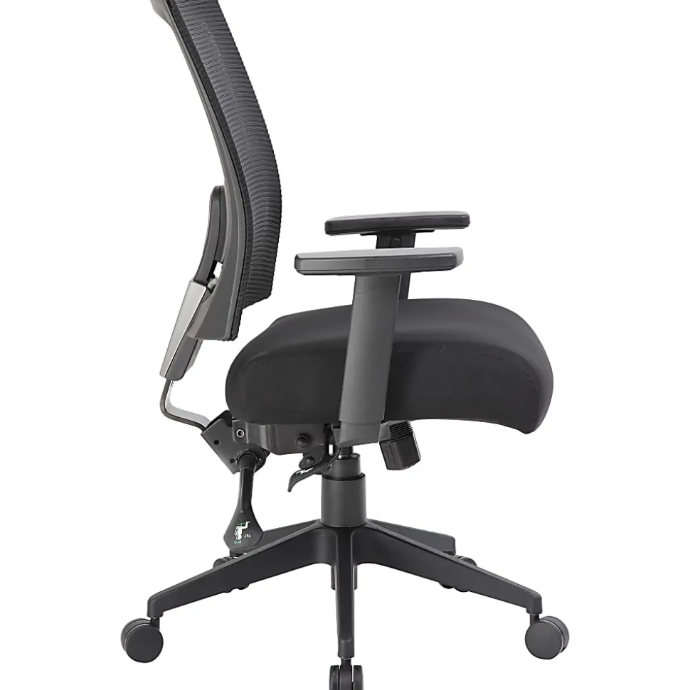 Boss Office Products Multifunction Mesh Mid-Back Task Chair, Mesh/Fabric, Black
