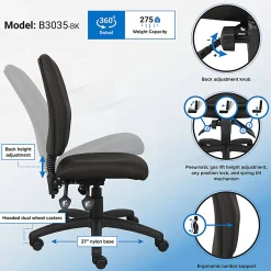 Boss Office Products Multi-Function Ergonomic Fabric High-Back Task Chair, Black