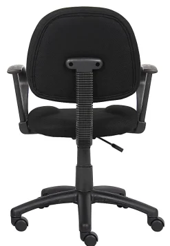 Boss Office Products Perfect Posture Ergonomic Fabric Mid-Back Deluxe Office Task Chair With Loop Arms, Black