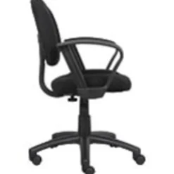 Boss Office Products Perfect Posture Ergonomic Fabric Mid-Back Deluxe Office Task Chair With Loop Arms, Black