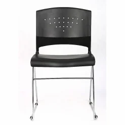 Boss Office Products Poly Stackable Chrome Chair, Black/Silver