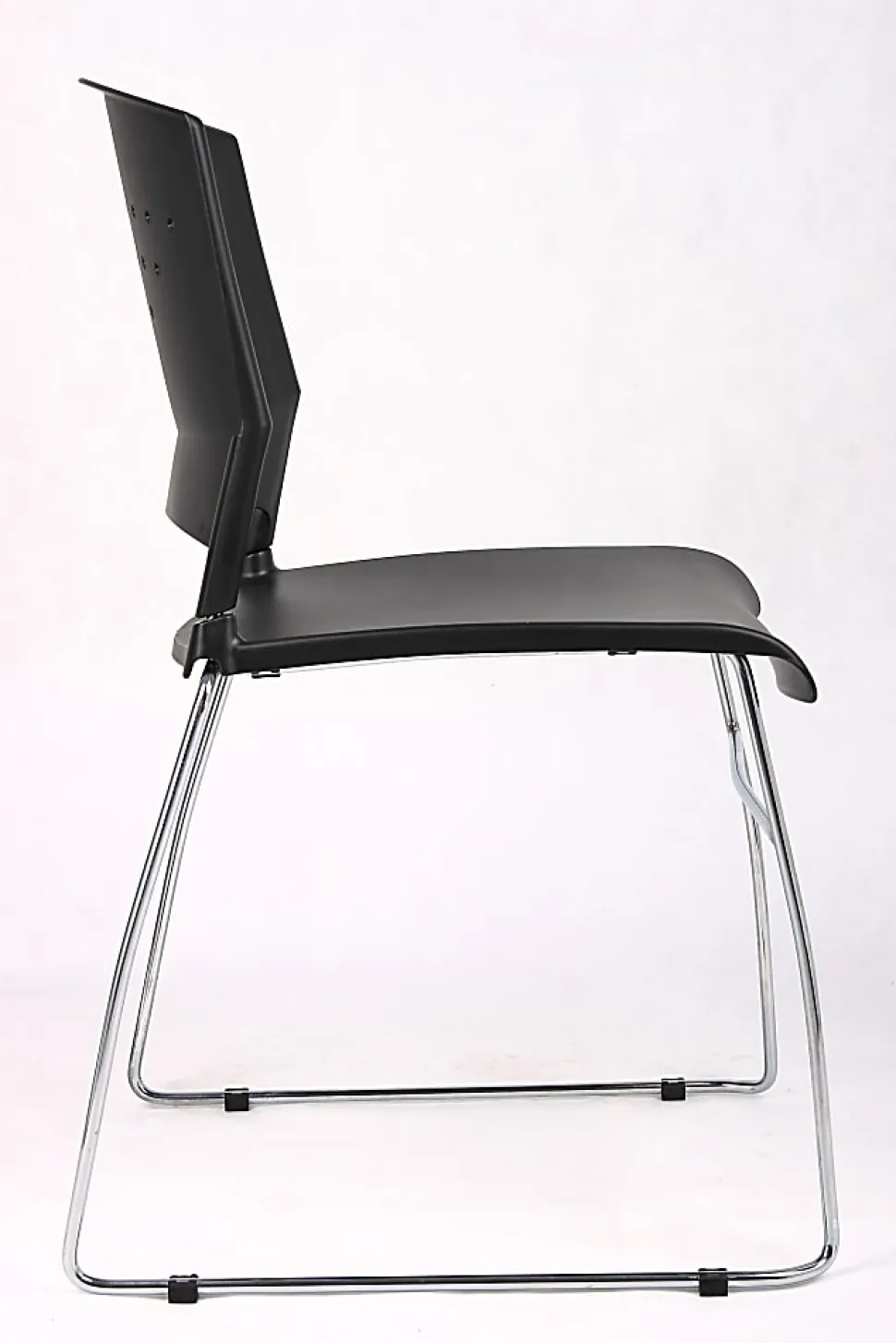Boss Office Products Poly Stackable Chrome Chair, Black/Silver