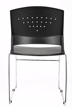 Boss Office Products Poly Stackable Chrome Chair, Black/Silver