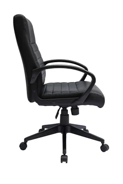 Boss Office Products Ribbed Back Ergonomic Faux Leather High-Back Task Chair, Black
