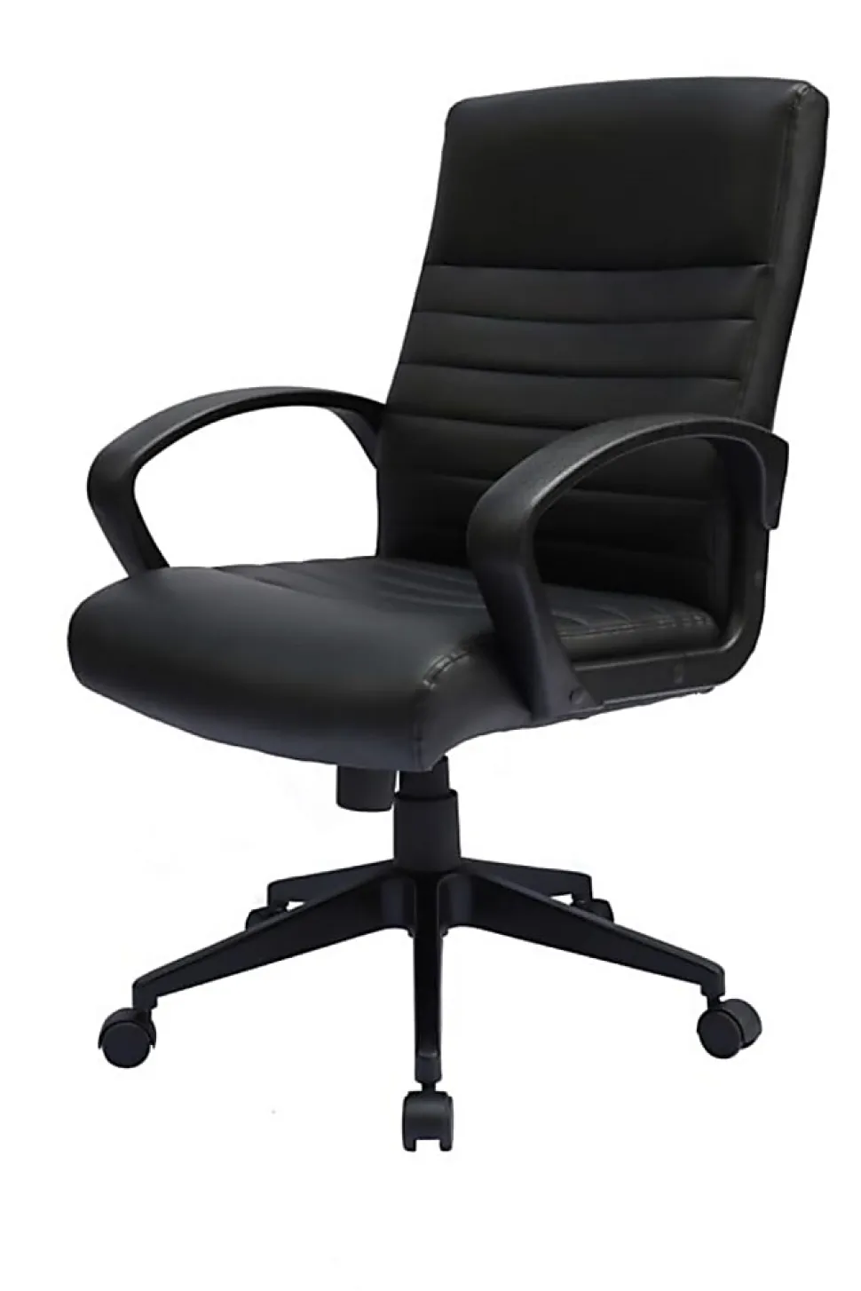 Boss Office Products Ribbed Back Ergonomic Faux Leather High-Back Task Chair, Black