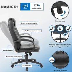 Boss Office Products Silhouette Ergonomic Bonded Leather High-Back Chair, Black