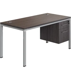 Boss Office Products Simple System Workstation Desk With Pedestal, 60" x 24", Driftwood