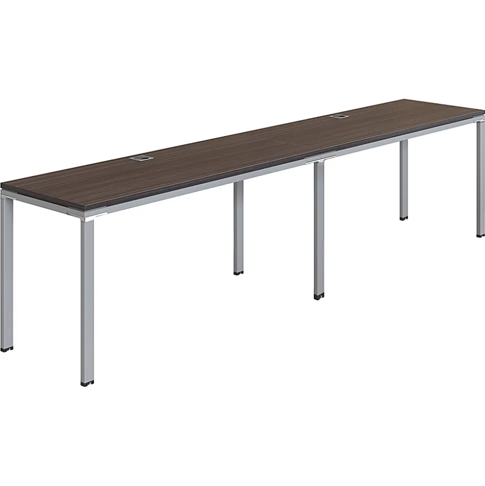 Boss Office Products Simple System Workstation Double Desks, 120" x 24", Driftwood
