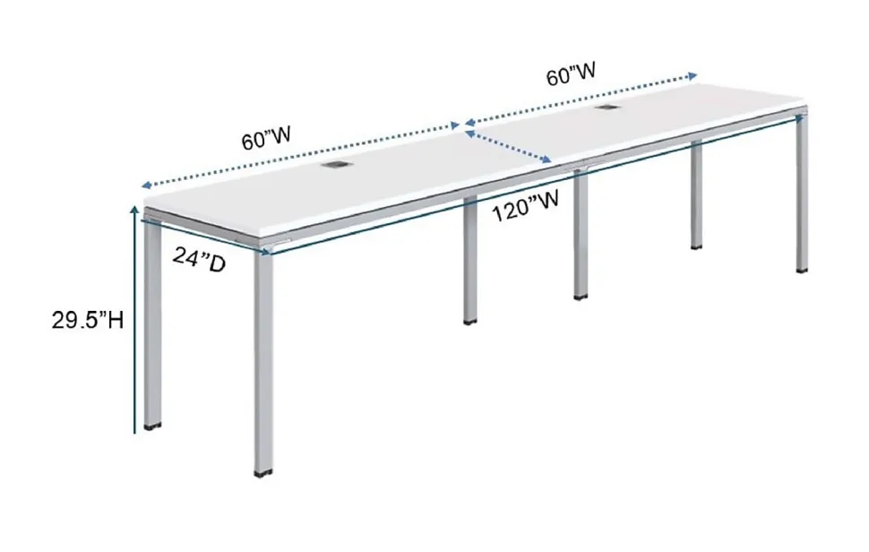 Boss Office Products Simple System Workstation Double Desks, 120" x 24", Driftwood