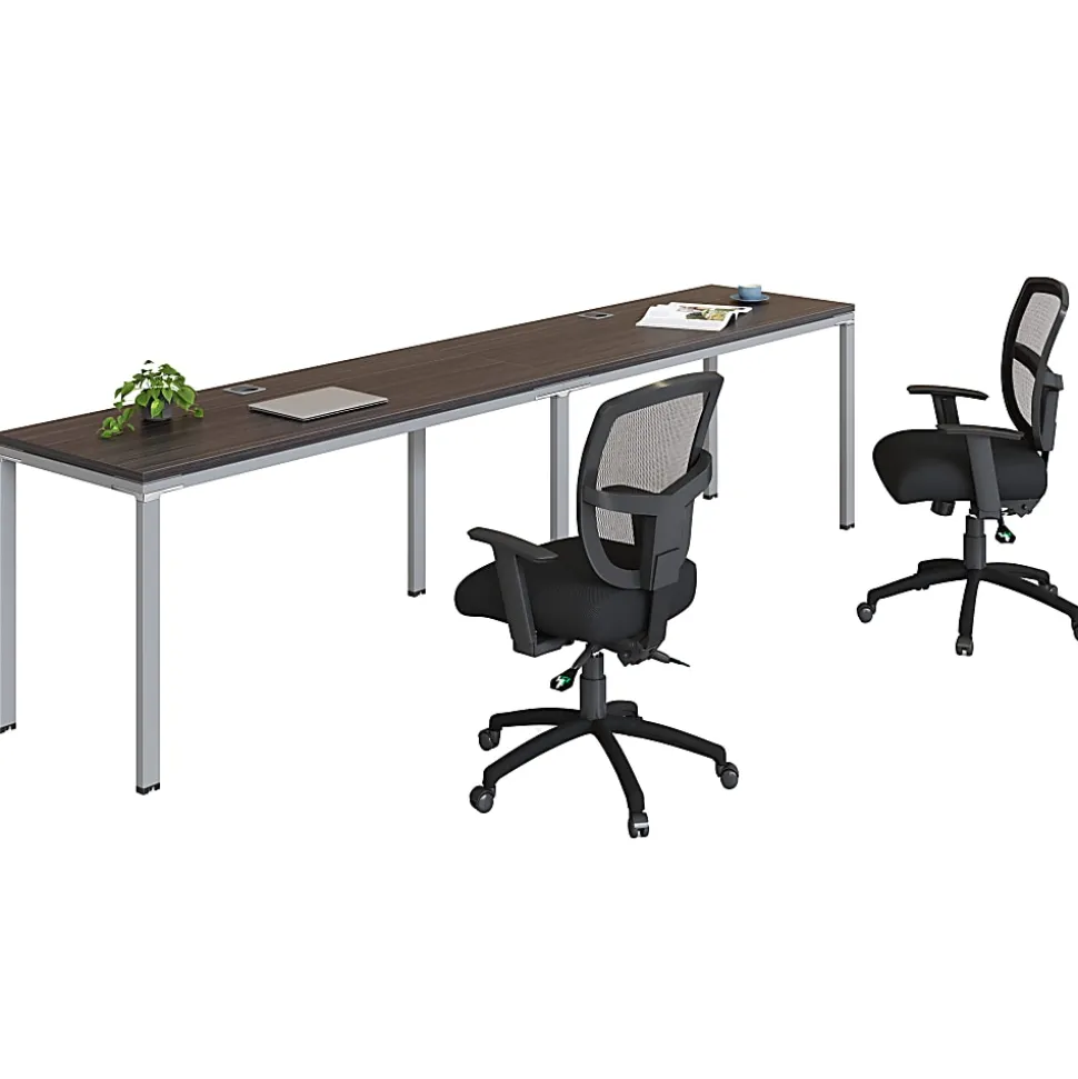 Boss Office Products Simple System Workstation Double Desks, 120" x 24", Driftwood