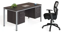Boss Office Products Simple System Workstation Desk With 2 Pedestals, 66" x 24", Driftwood