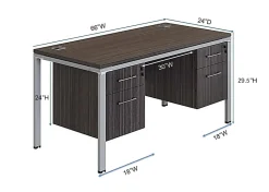 Boss Office Products Simple System Workstation Desk With 2 Pedestals, 66