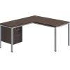 Boss Office Products Simple System Workstation L-Desk with Return & Pedestal, 29-1/2”H x 60”W x 59-7/16”D, Driftwood
