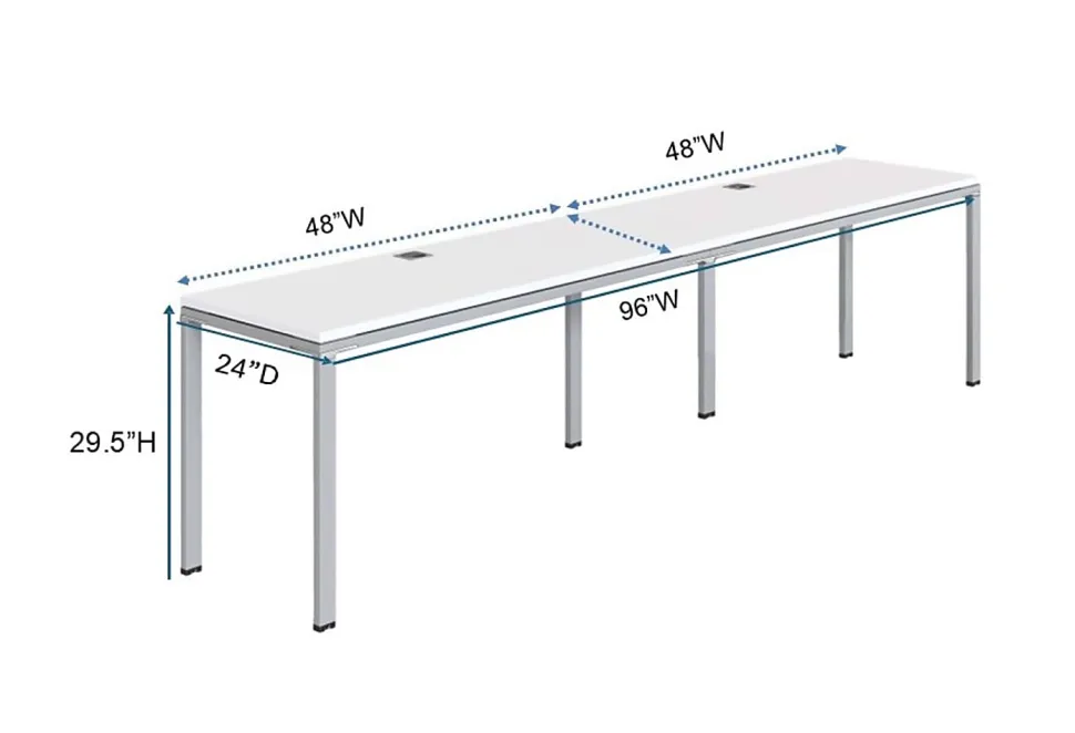 Boss Office Products Simple System Workstation Double Desks, 30"H x 96"W x 24"D, White