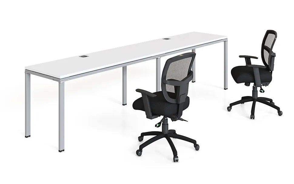 Boss Office Products Simple System Workstation Double Desks, 30"H x 96"W x 24"D, White