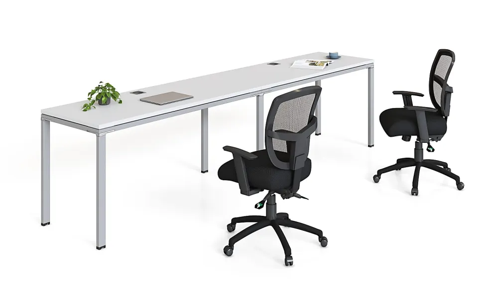 Boss Office Products Simple System Workstation Double Desks, 30"H x 96"W x 24"D, White