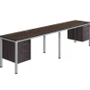 Boss Office Products Simple System Double Desk, Side By Side With 2 Pedestals, 29-1/2”H x 120”W x 24”D, Driftwood