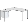 Boss Office Products Simple System Workstation L-Desk with Return & Pedestal, 29-1/2”H x 48”W x 59-7/16”D, White