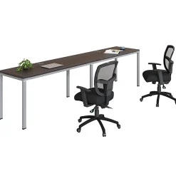 Boss Office Products Simple System Workstation Double Desks, 132" x 30", Driftwood