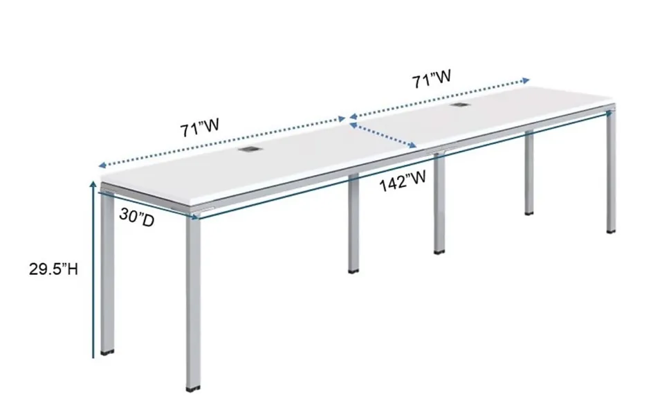 Boss Office Products Simple System Workstation Double Desks, 142" x 30", Driftwood