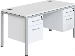 Boss Office Products Simple System Workstation Desk With 2 Pedestals, 71" x 30", White