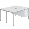 Boss Office Products Simple System Workstation Double Desks, Face To Face With 2 Pedestals, 24”H x 66”W x 29-1/2”D, White