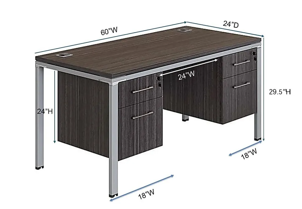 Boss Office Products Simple System Workstation Desk With 2 Pedestals, 60" x 24", Driftwood
