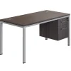 Boss Office Products Simple System Workstation Desk With Pedestal, 60" x 30", Driftwood