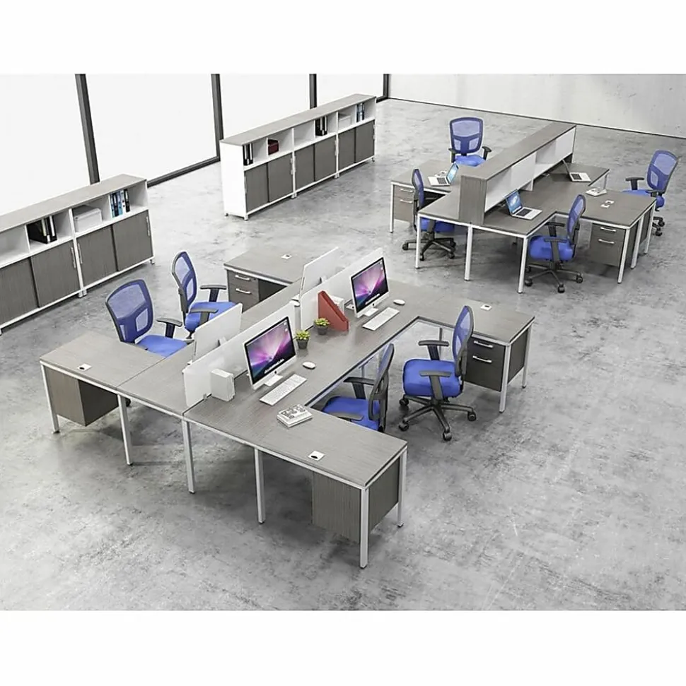Boss Office Products Simple System Workstation Desk With Pedestal, 60" x 30", Driftwood
