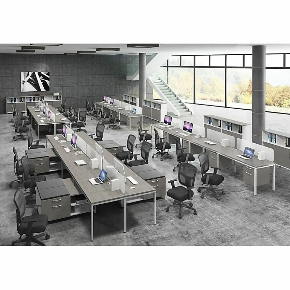 Boss Office Products Simple System Workstation Desk With Pedestal, 60" x 30", Driftwood