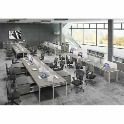 Boss Office Products Simple System Workstation Desk With Pedestal, 66" x 30", Driftwood