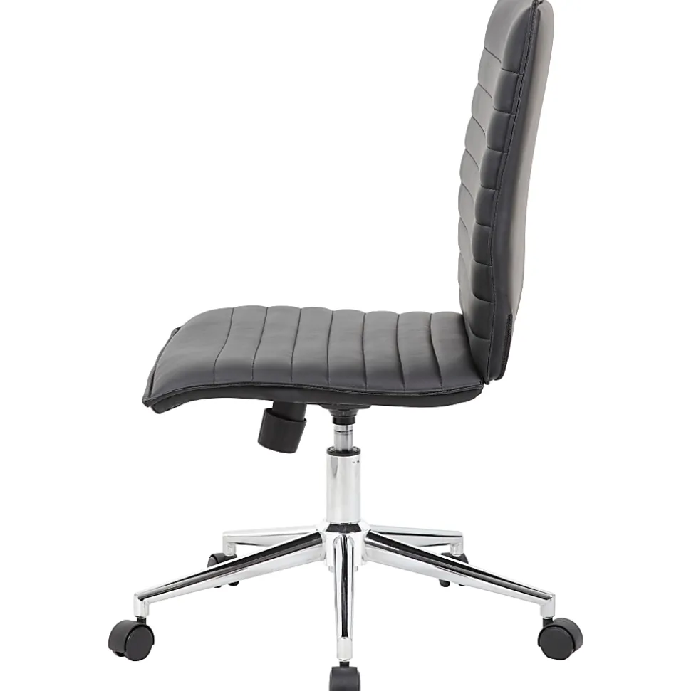 Boss Office Products Sleek Ribbed Armless Task Chair, Black