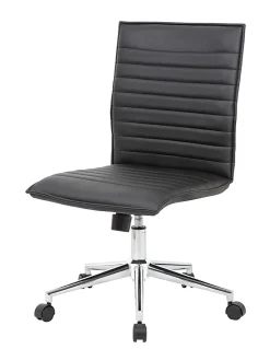 Boss Office Products Sleek Ribbed Armless Task Chair, Black