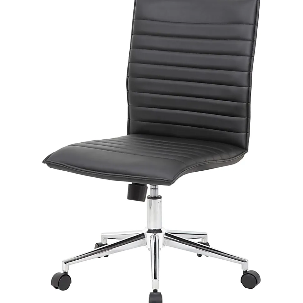 Boss Office Products Sleek Ribbed Armless Task Chair, Black