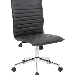 Boss Office Products Sleek Ribbed Armless Task Chair, Black