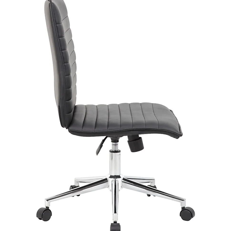 Boss Office Products Sleek Ribbed Armless Task Chair, Black