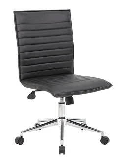 Boss Office Products Sleek Ribbed Armless Task Chair, Black