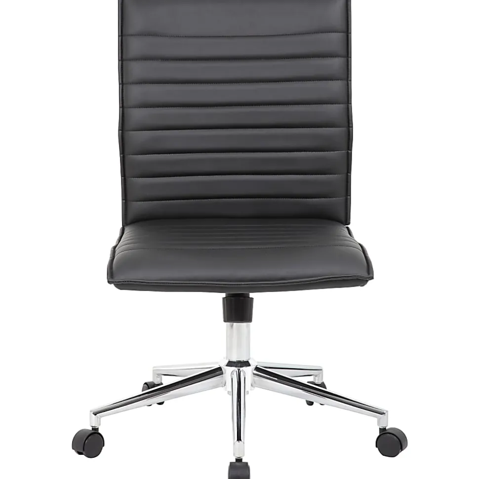 Boss Office Products Sleek Ribbed Armless Task Chair, Black